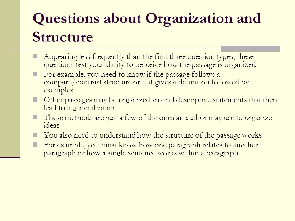 What organizational method works best for rhetorical mode description
